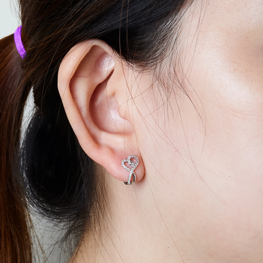 Love and Glitzy Sparkles Diamond Earrings | Tomei 375 (9K) White Gold (E1021)