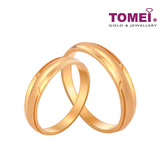 TOMEI Perfect Match Couple Rings, Yellow Gold 916 (XD-YG0350R/0351R-1C)