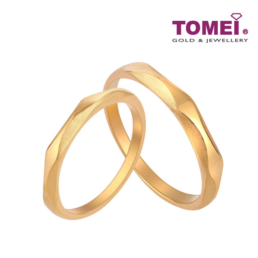 TOMEI Perfect Match Couple Rings, Yellow Gold 916 (XD-YG0686R/0687R-1C)
