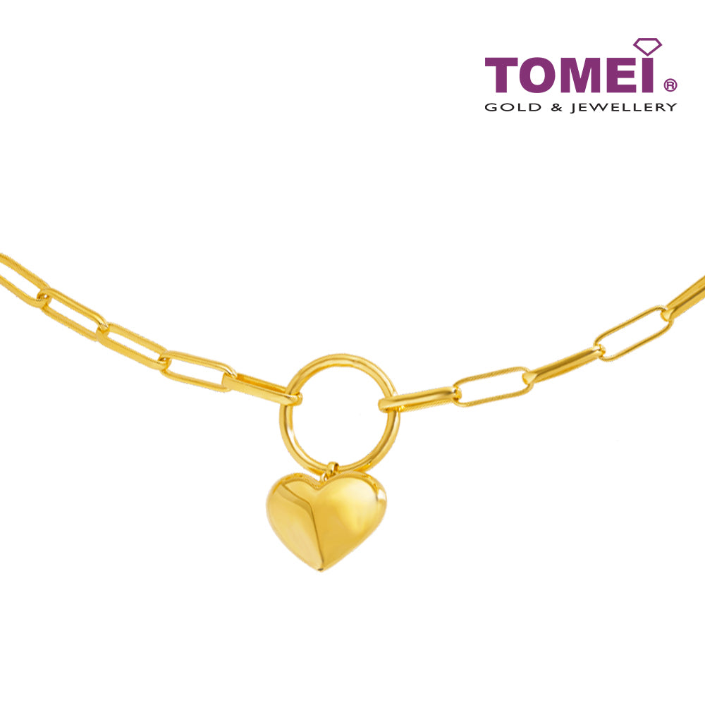 TOMEI Heart Linked Chain Bracelet, Yellow Gold 916