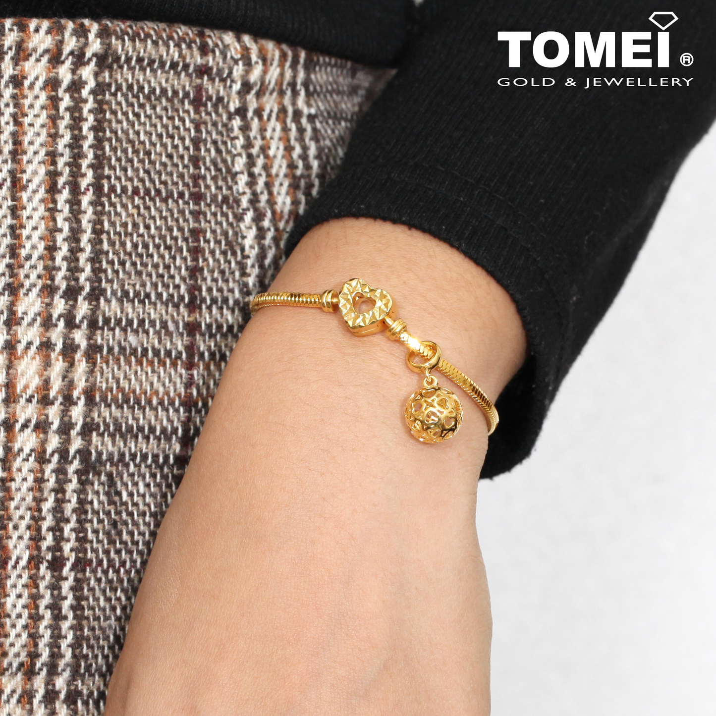 TOMEI Dangling Ball Chomel Charm | Light of My Life | Yellow Gold 916