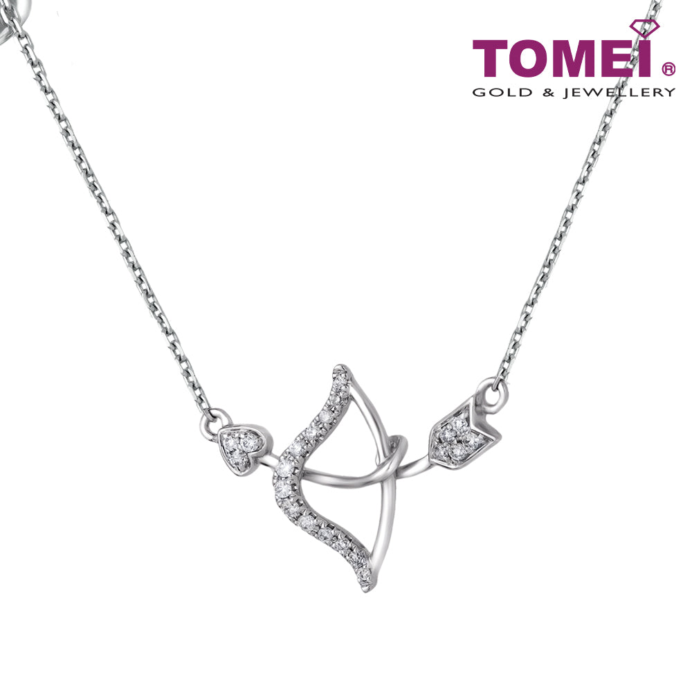 TOMEI Cupid's Arrow Diamond Necklace, White Gold 375