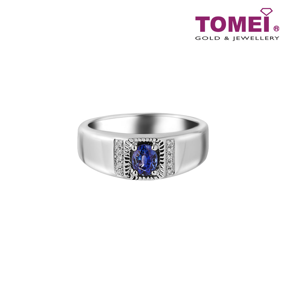 TOMEI Homme Series, Sapphire Men's Ring, Silver 925+Palladium (HOM-R4905)