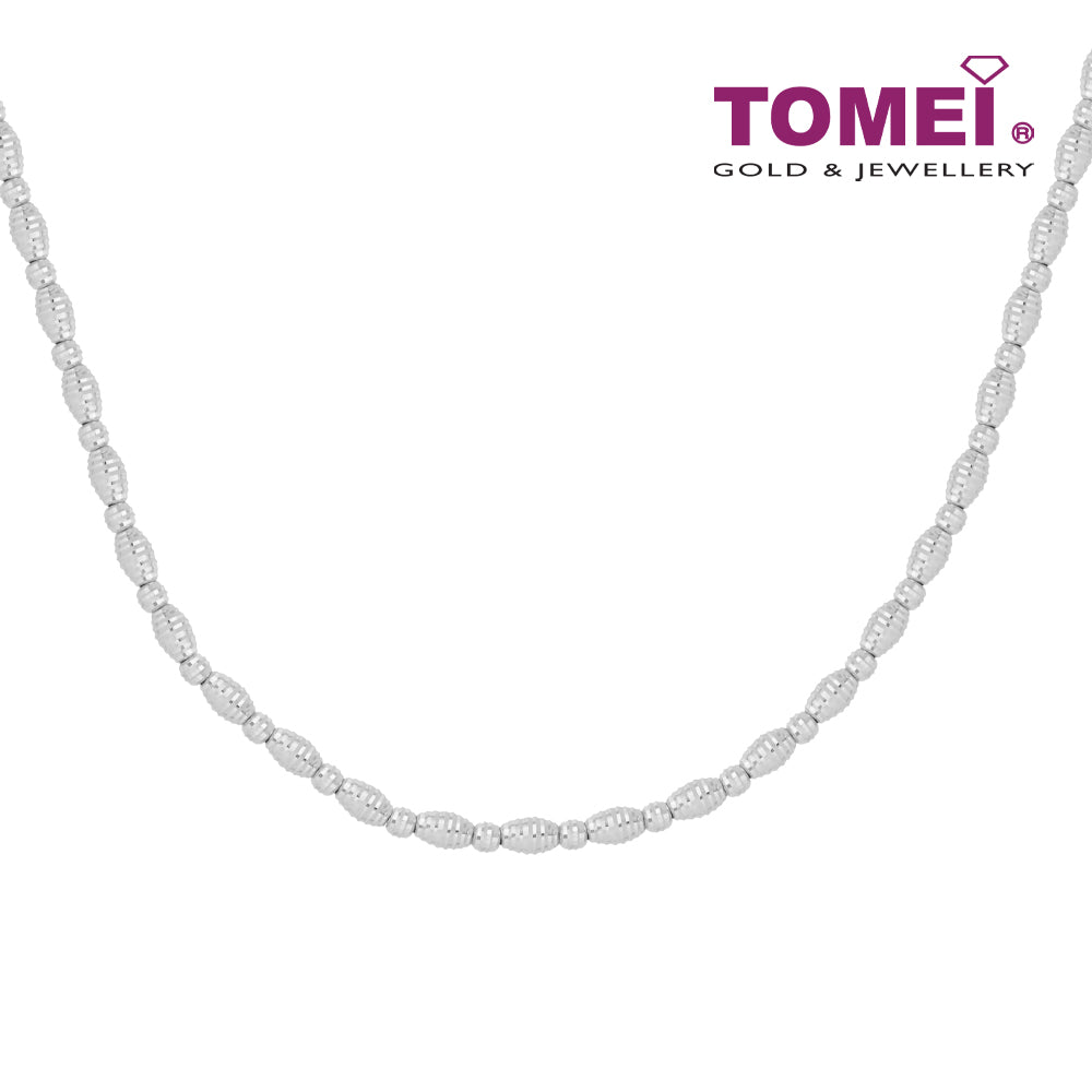 TOMEI Italia Beads Necklace, White Gold 585