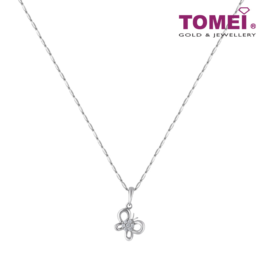 TOMEI Butterfly Diamond Pendant Set, White Gold 375 & 585 (P5300)