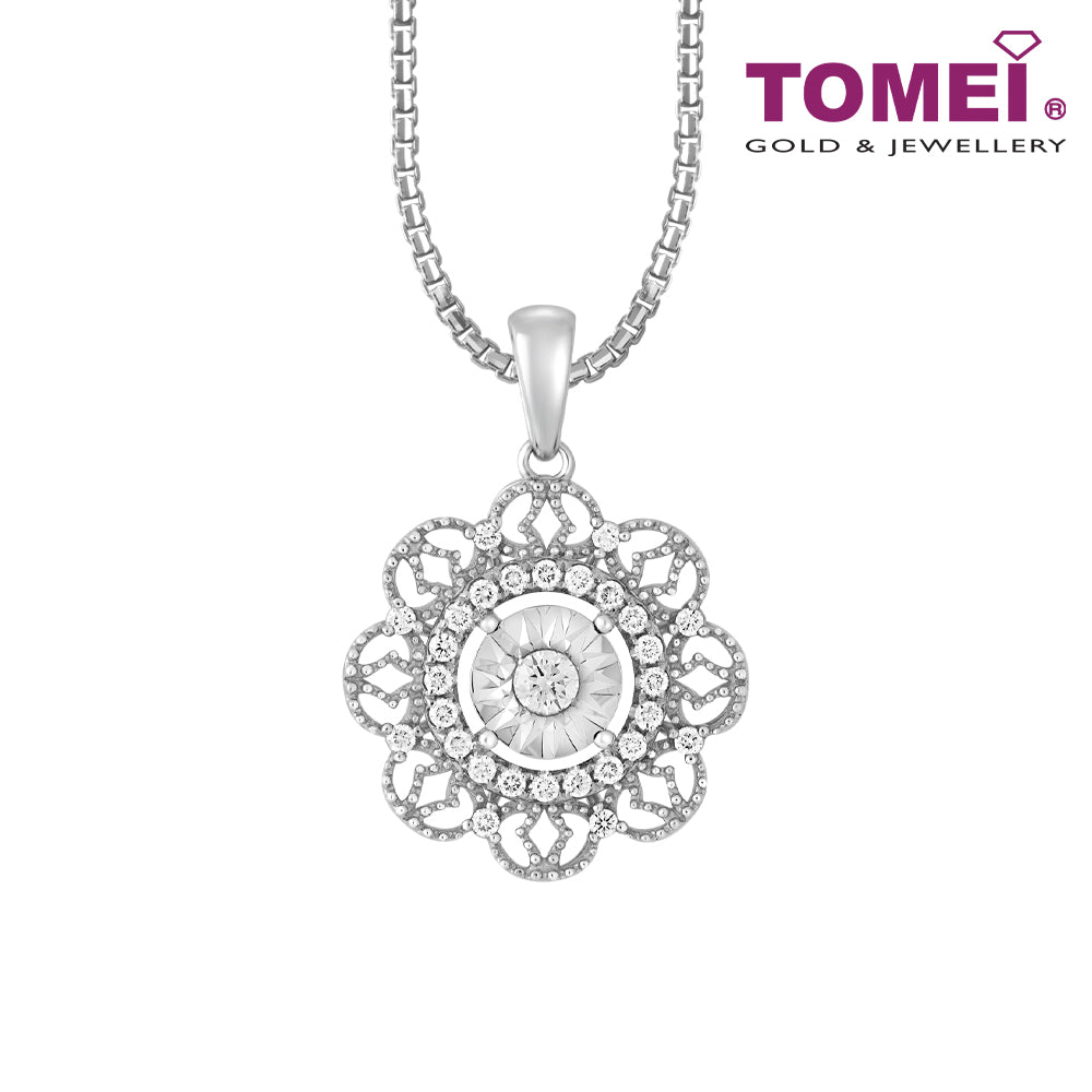 TOMEI Koleksi Endora Diamond Pendant, White Gold 750