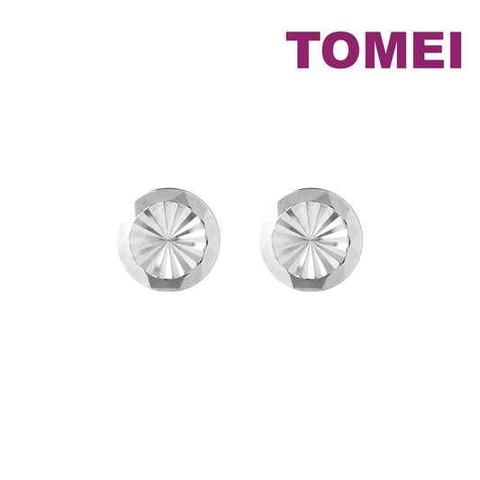 TOMEI Shining Button Earrings, White Gold 750