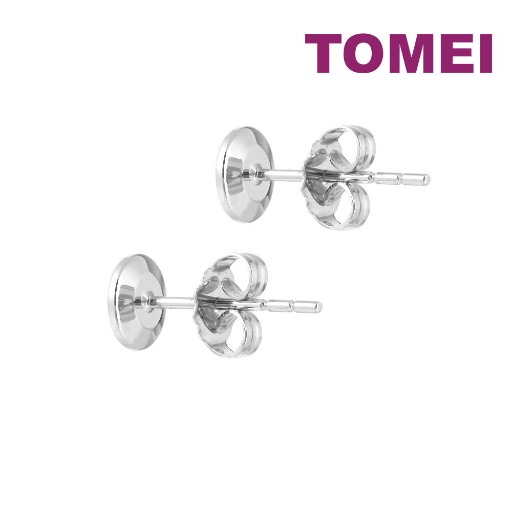 TOMEI Shining Button Earrings, White Gold 750