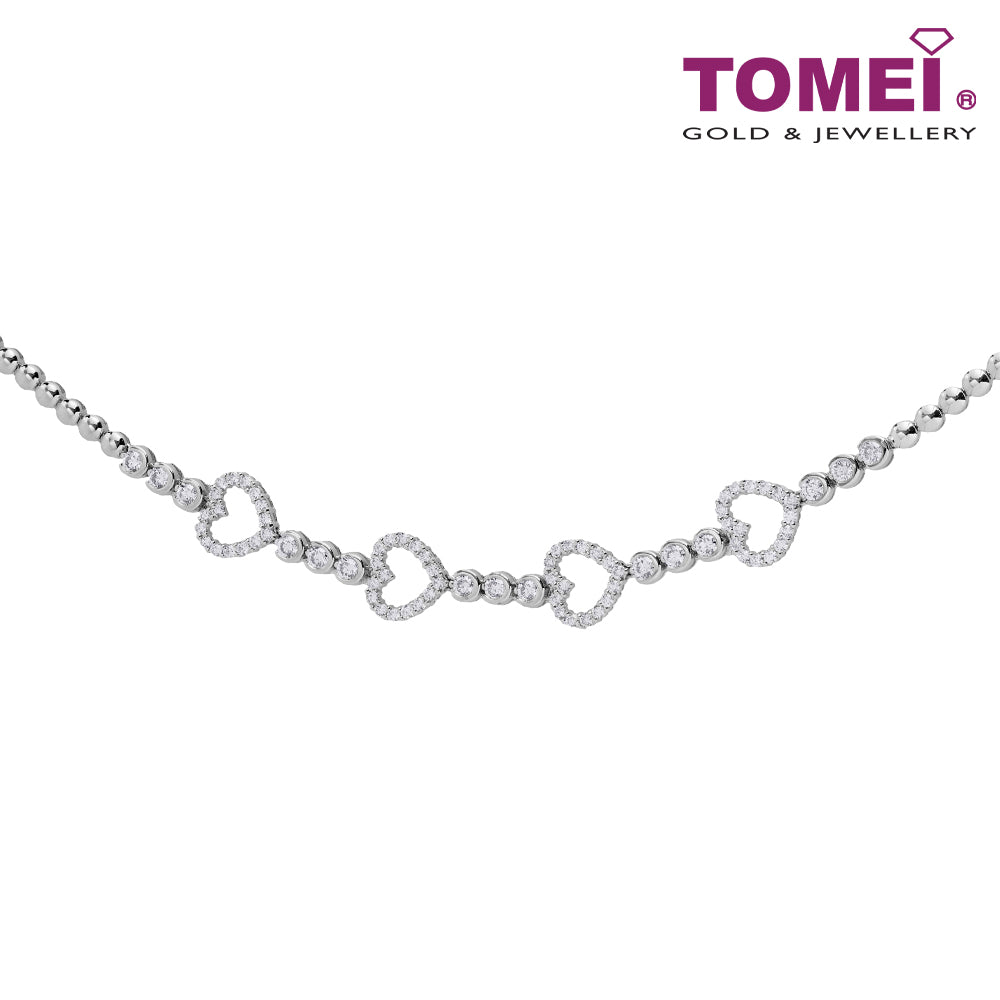 TOMEI Love Diamond Bracelet, White Gold 750