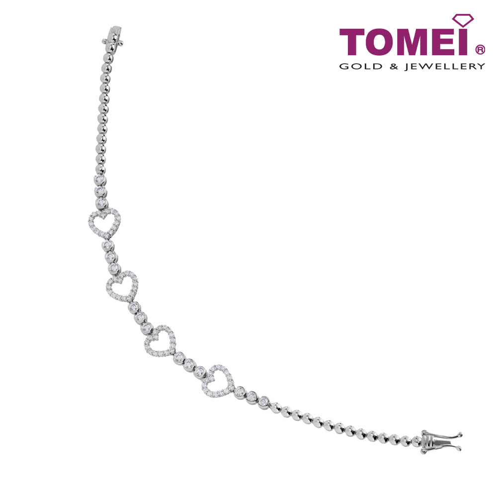 TOMEI Love Diamond Bracelet, White Gold 750