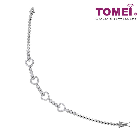 TOMEI Love Diamond Bracelet, White Gold 750
