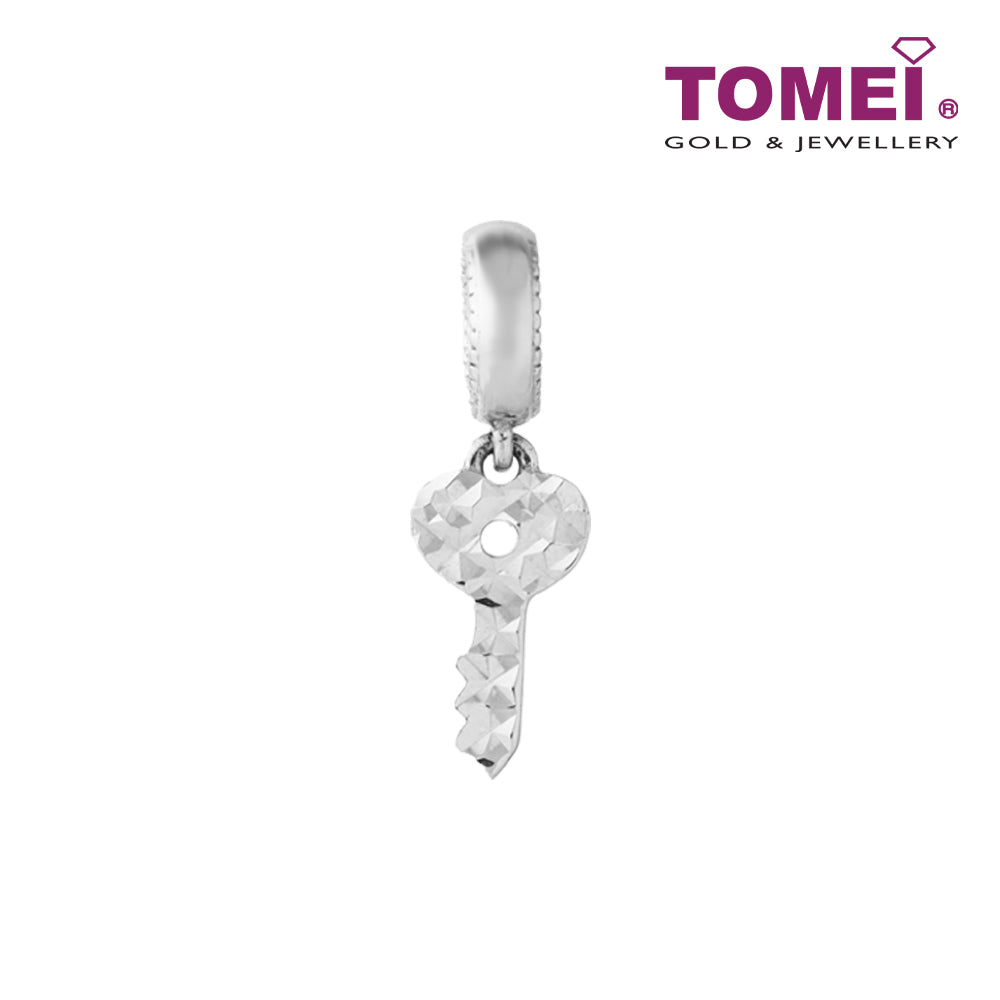 TOMEI Minimalist Key Charm, White Gold 585