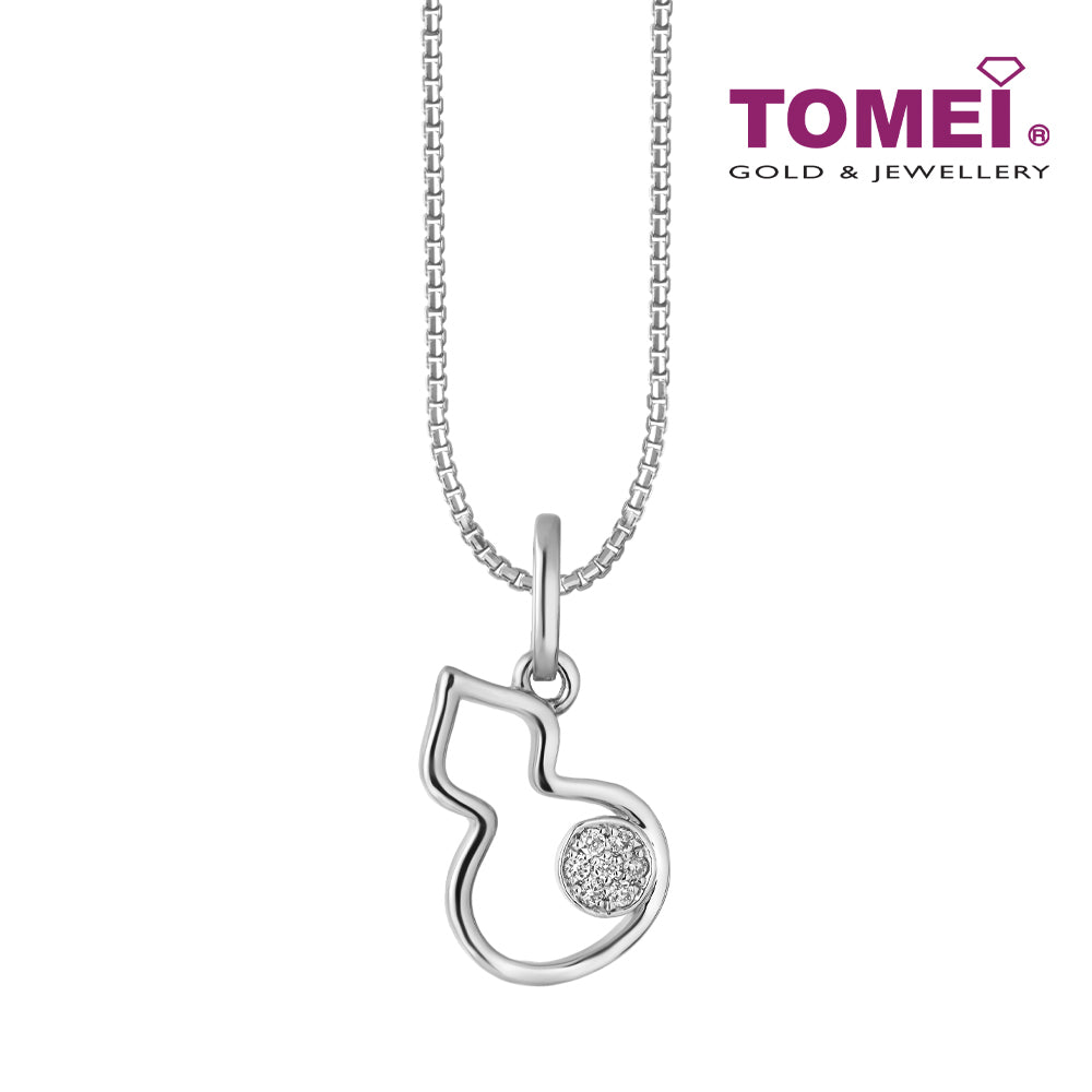 TOMEI Glowing Gourd Diamond Pendant Set, White Gold 585