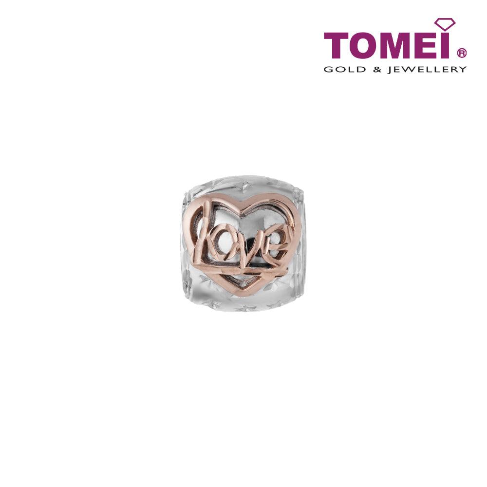 TOMEI Heart to Love Charm, White+Rose Gold 585