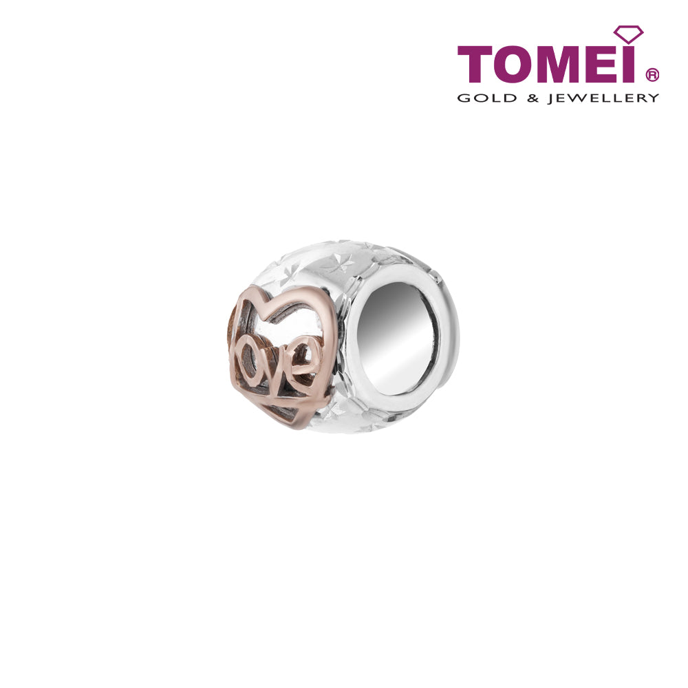 TOMEI Heart to Love Charm, White+Rose Gold 585