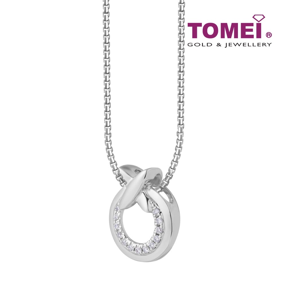 TOMEI Diamond Pendant Set, White Gold 585