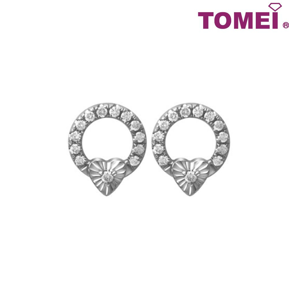 Earrings of Spellbindingly Striking Diamantes in Circular Motion | Snowy Snowball Collection | Tomei White Gold 585 (14K) (E2141)