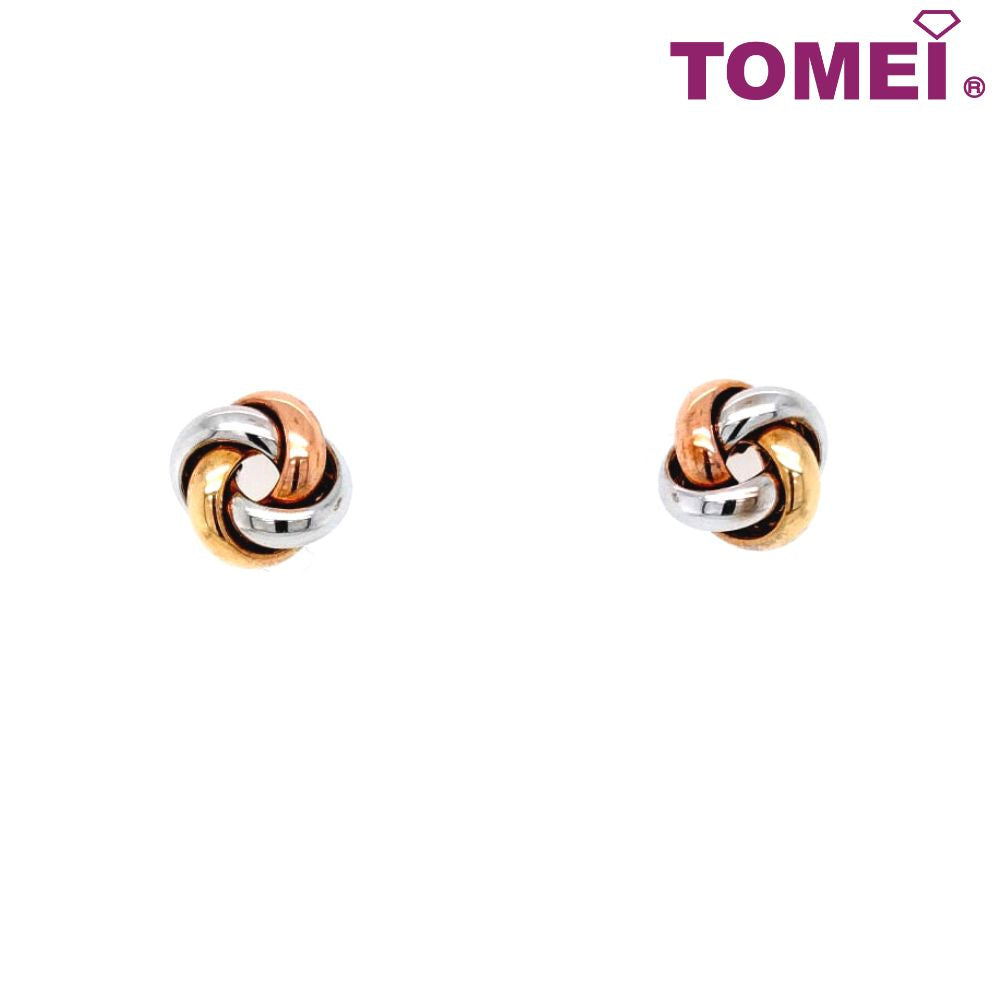 Tri Tone Love Knot Earrings Tomei White Gold 585 14K X3NHOE208583 TC II