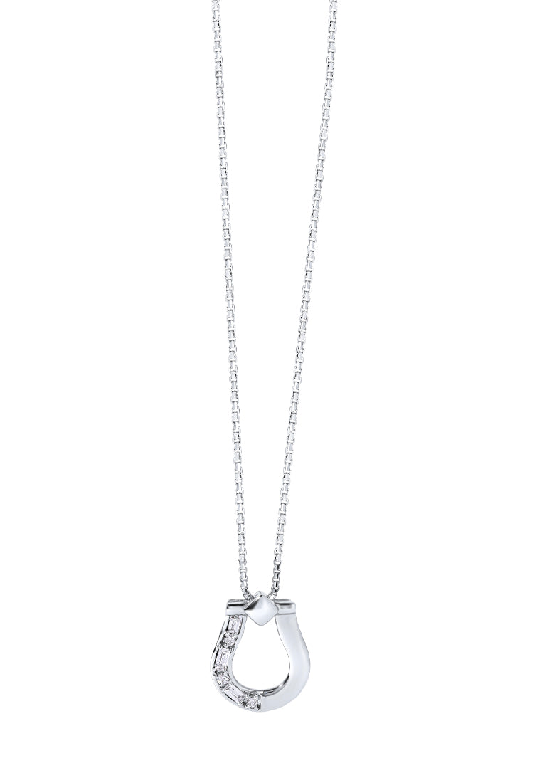 TOMEI Horseshoe Diamond Pendant Set, White Gold 585