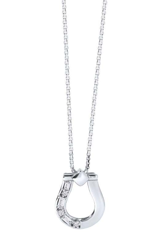 TOMEI Horseshoe Diamond Pendant Set, White Gold 585