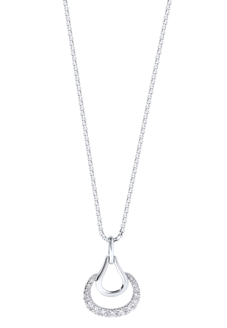 TOMEI Horseshoe Diamond Pendant Set, White Gold 585