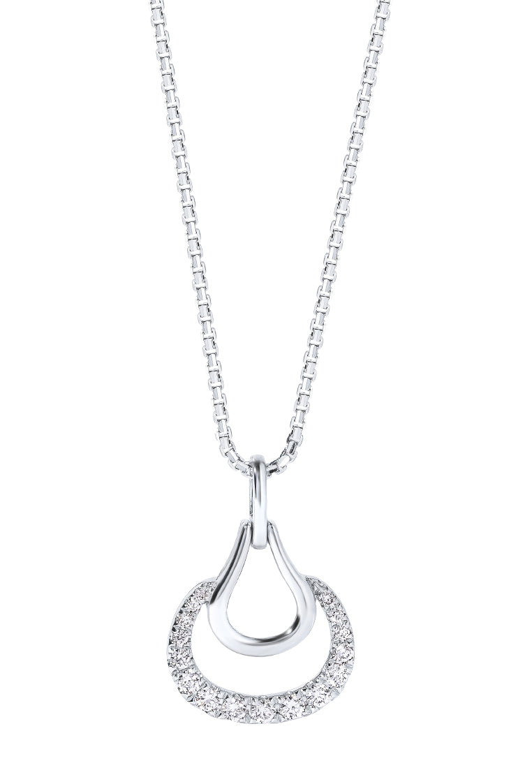 TOMEI Horseshoe Diamond Pendant Set, White Gold 585