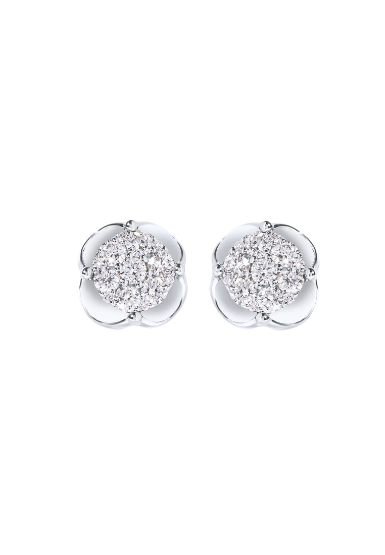 TOMEI Blooms Of Fortune Diamond Earrings, White Gold 585