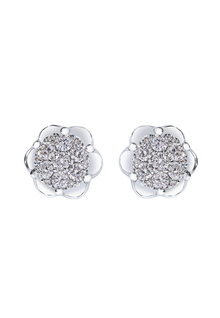 TOMEI Blooms Of Fortune Diamond Earrings, White Gold 585