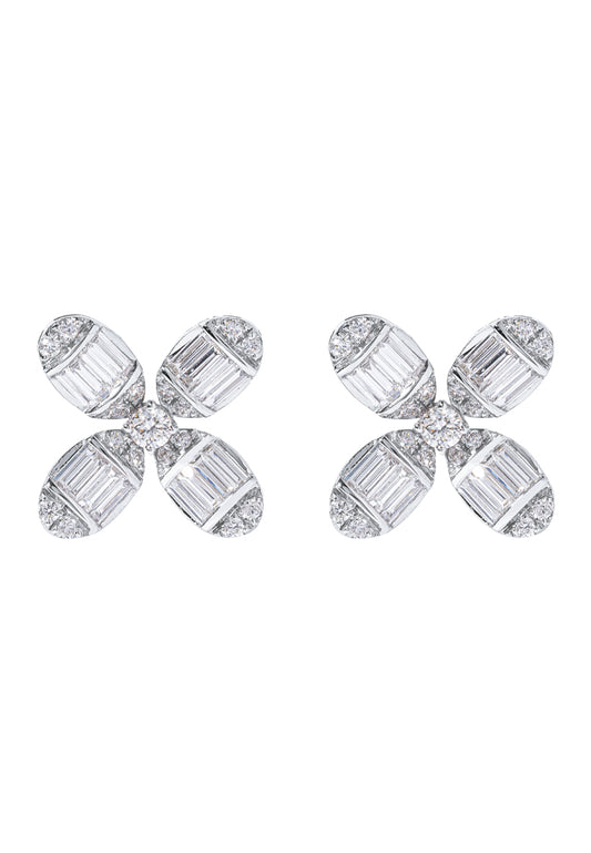 TOMEI Blooms Of Fortune Diamond Earrings, White Gold 750