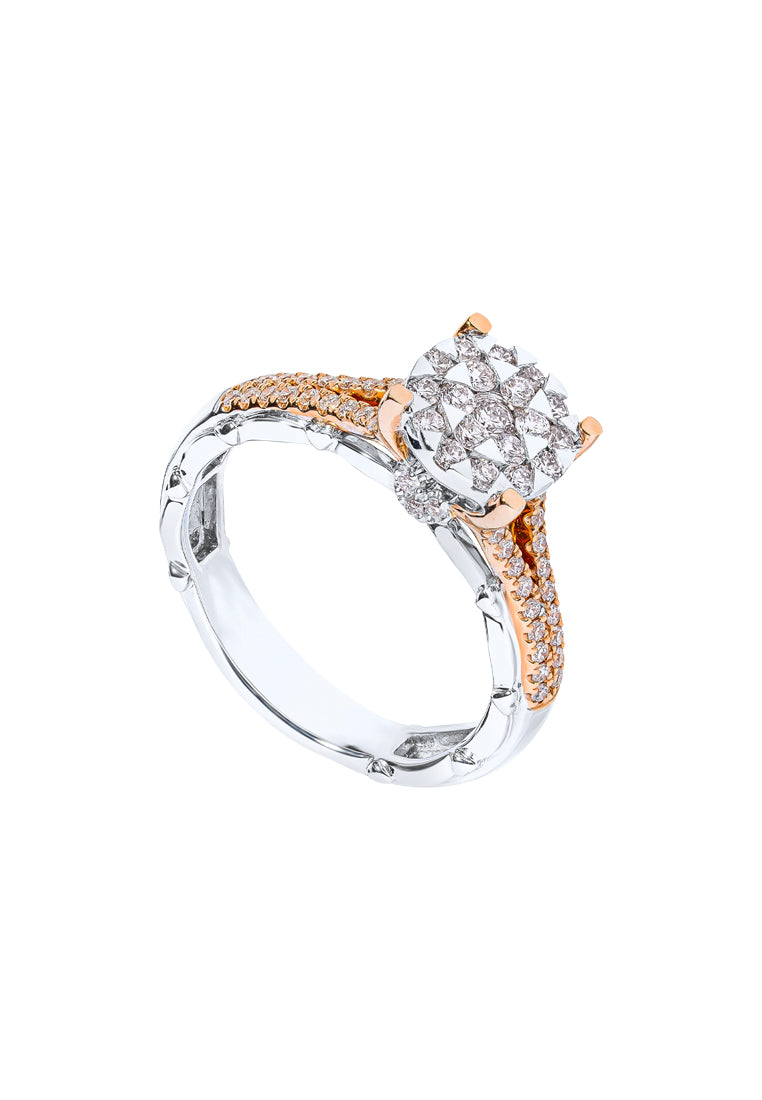 TOMEI Blooms Of Fortune Diamond Ring, White+Rose Gold 750