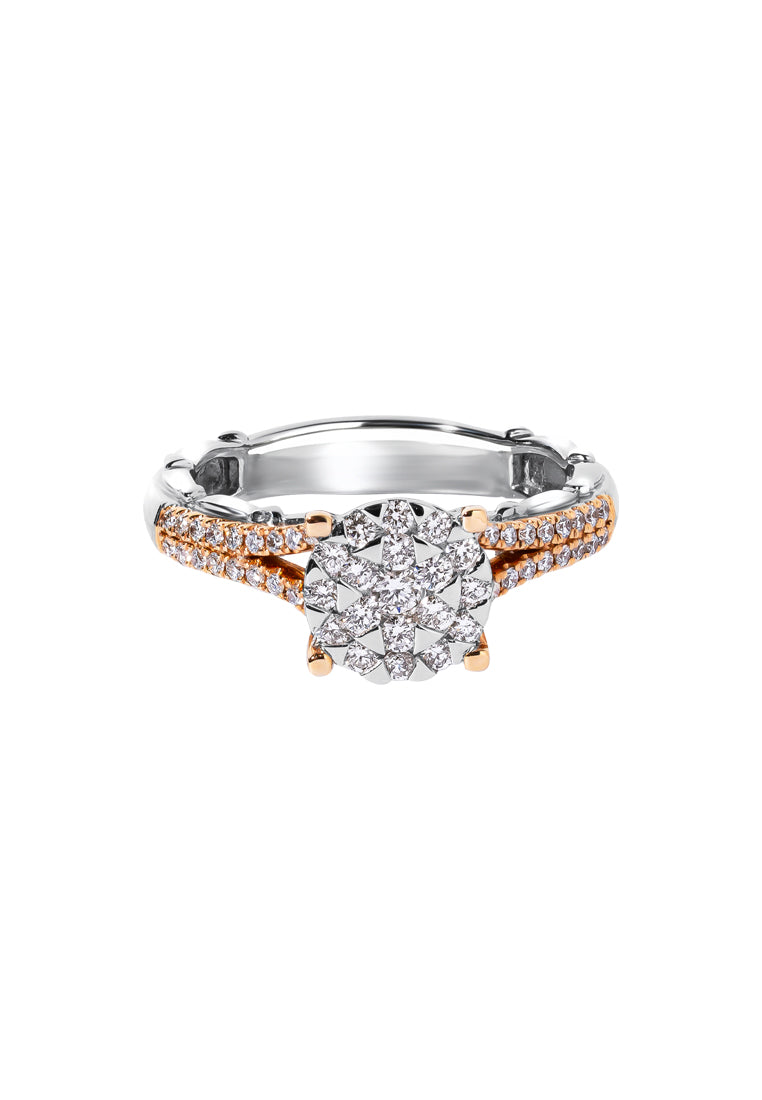 TOMEI Blooms Of Fortune Diamond Ring, White+Rose Gold 750