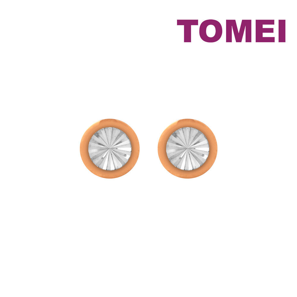 TOMEI Shining Button Earrings, Rose Gold 750