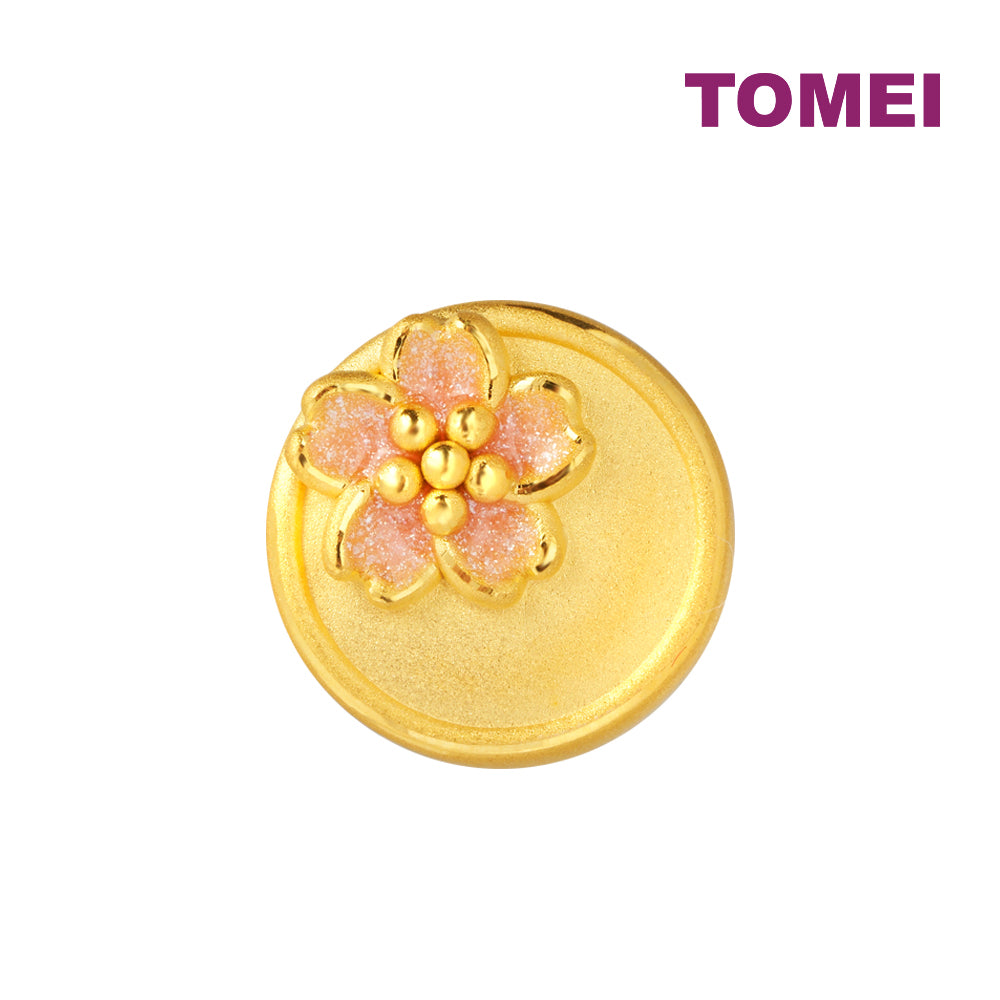 TOMEI [Online Exclusive] Love & Flower Charm, Yellow Gold 999