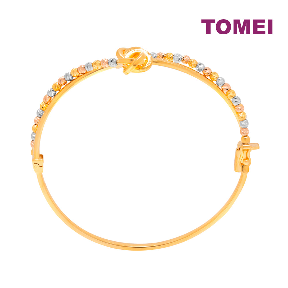 TOMEI Lusso Italia Triple-Tone Knotted Beads Bangle, Yellow Gold 916