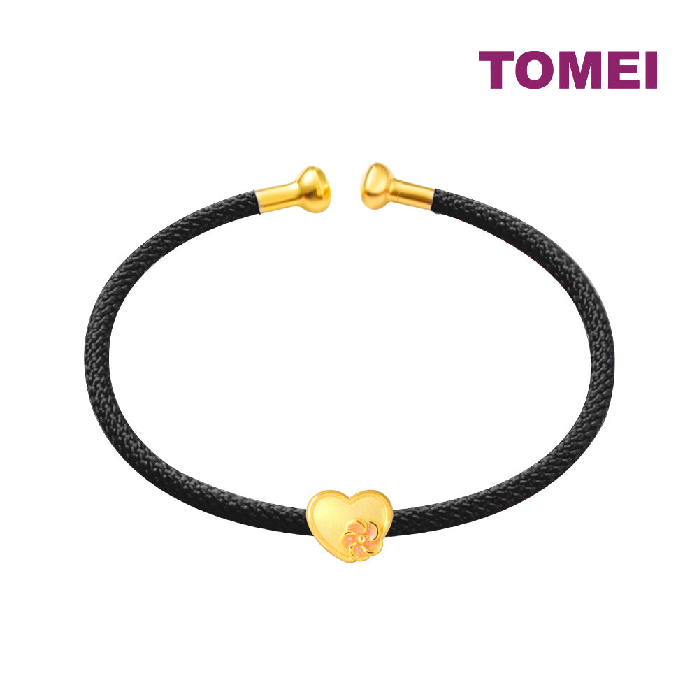 TOMEI [Online Exclusive] Pink Flower Love Charm, Yellow Gold 999