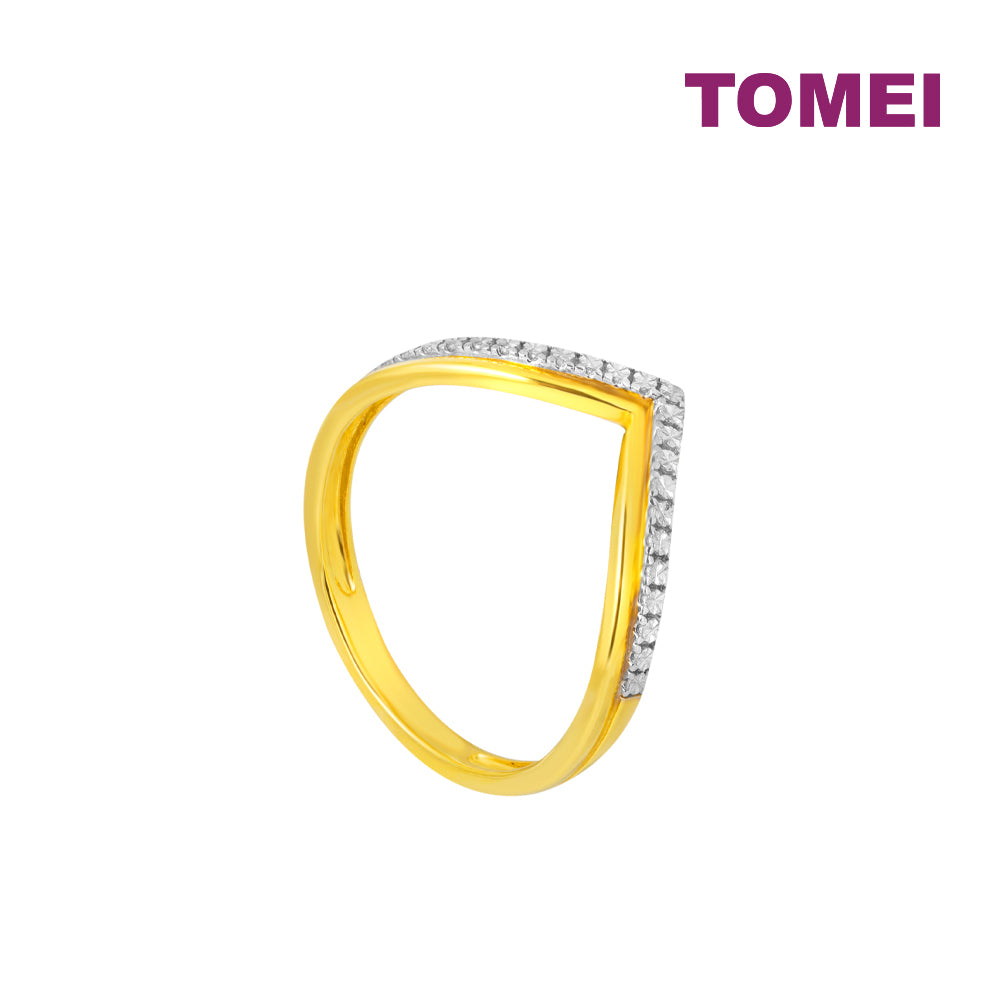 TOMEI Diamond Cut Collection V Trending Ring, Yellow Gold 916
