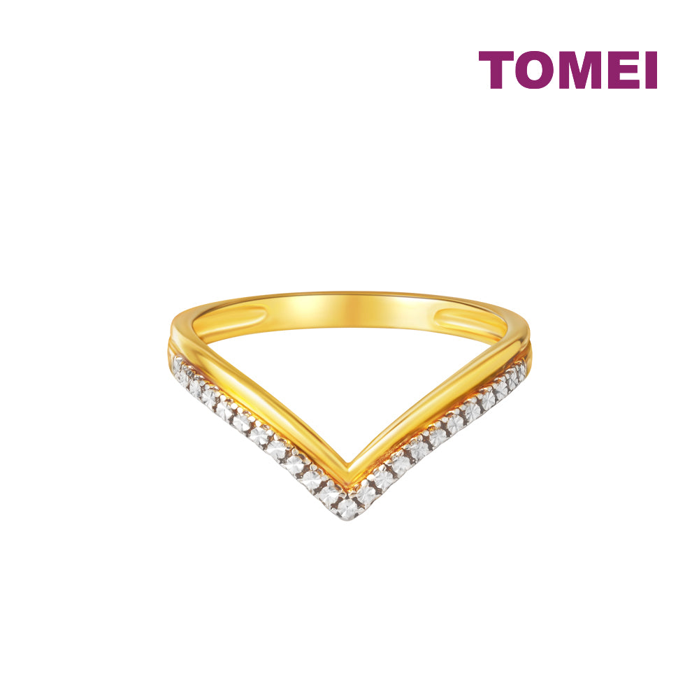 TOMEI Diamond Cut Collection V Trending Ring, Yellow Gold 916