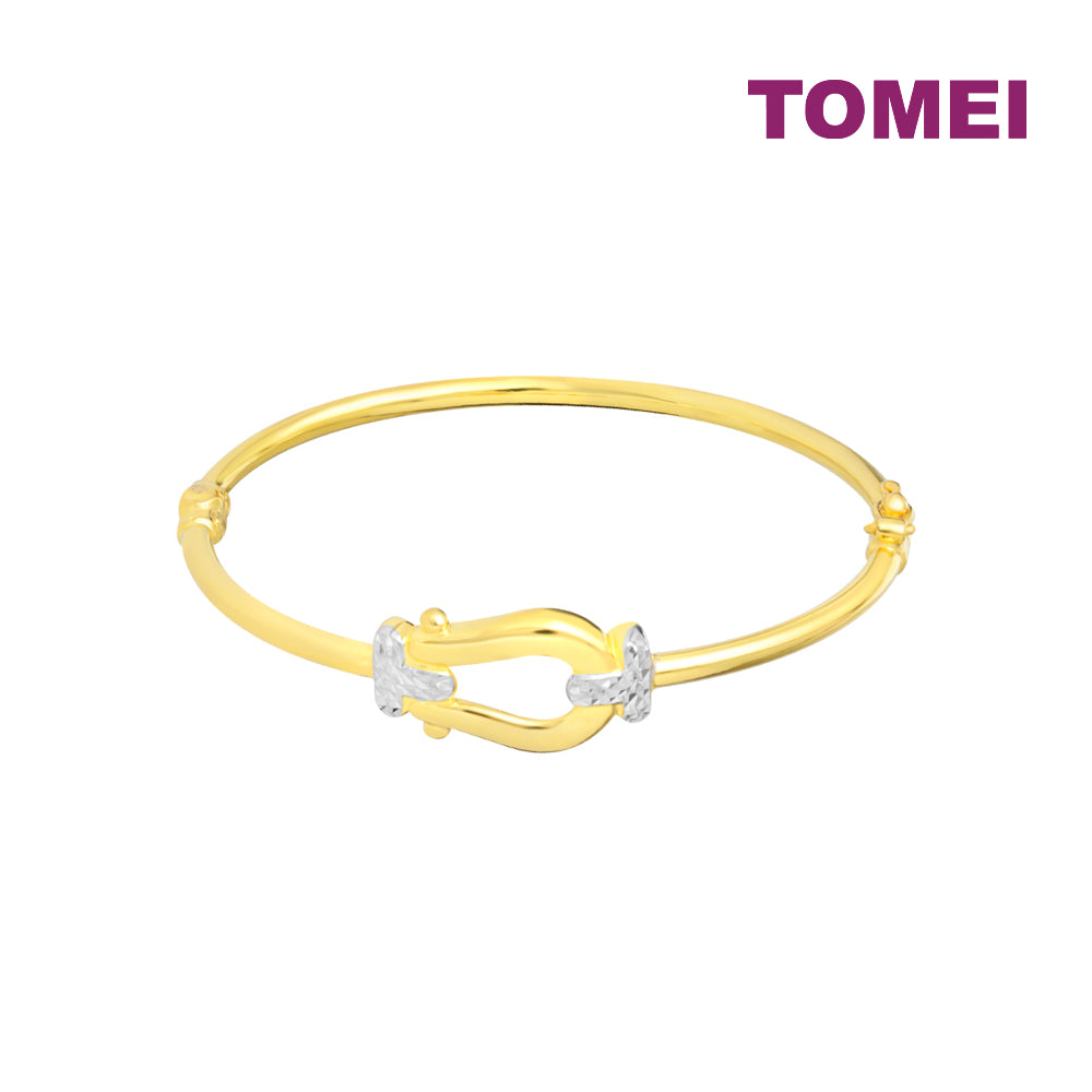 TOMEI Dual-Tone Buckle Bangle, Yellow Gold 916
