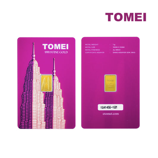 [TOMEI Exclusive] KLCC Twin Towers Gold Bar | 1 Gram | Fine Gold 9999
