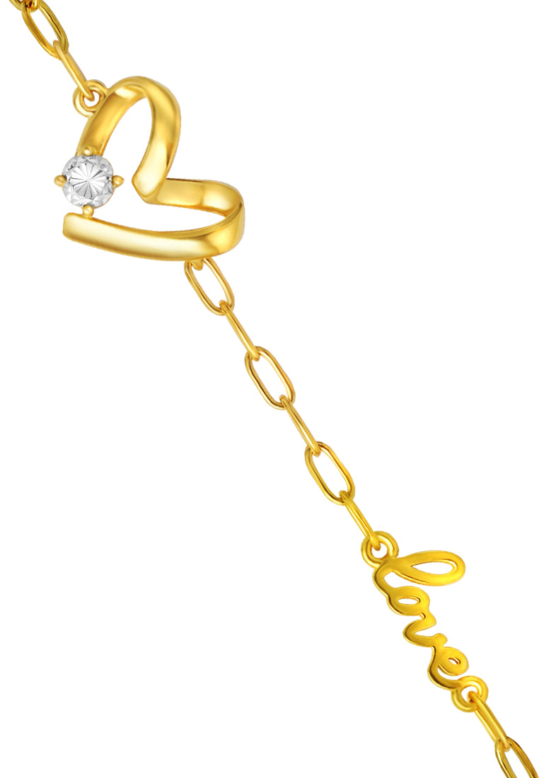 TOMEI Diamond Cut Collection Only Love Bracelet, Yellow Gold 916