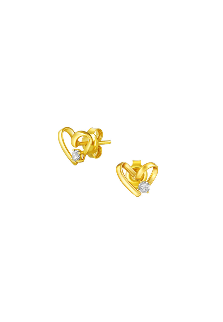 TOMEI Diamond Cut Collection Only Love Earrings, Yellow Gold 916