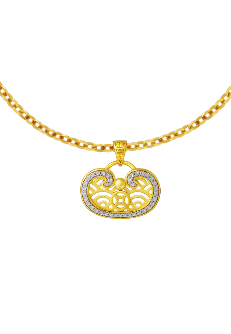 TOMEI Diamond Cut Collection Ruyi Pendant, Yellow Gold 916