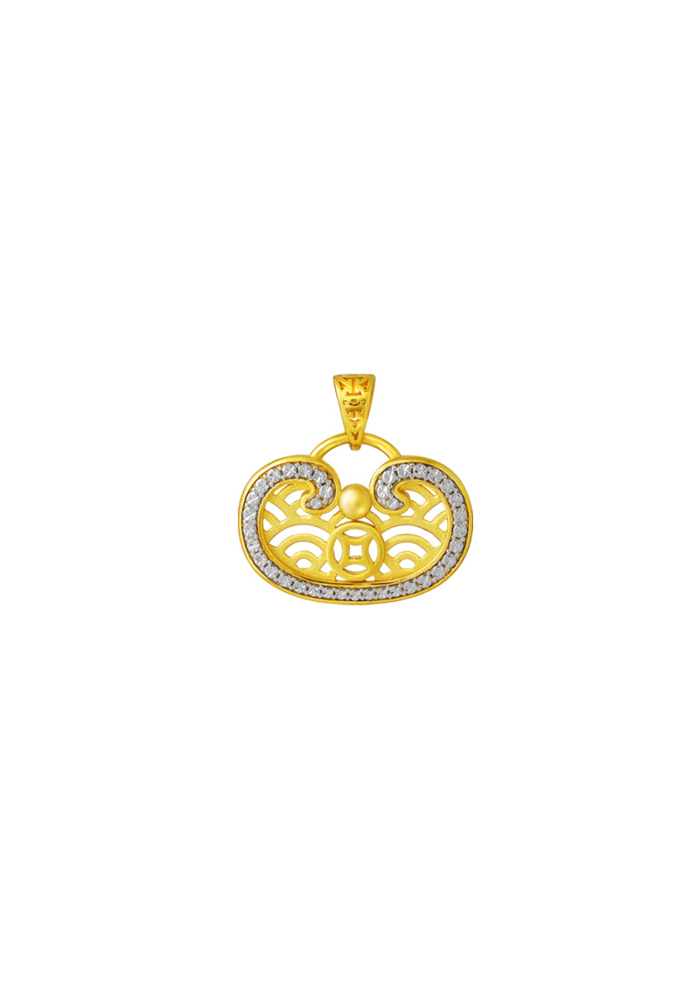 TOMEI Diamond Cut Collection Ruyi Pendant, Yellow Gold 916
