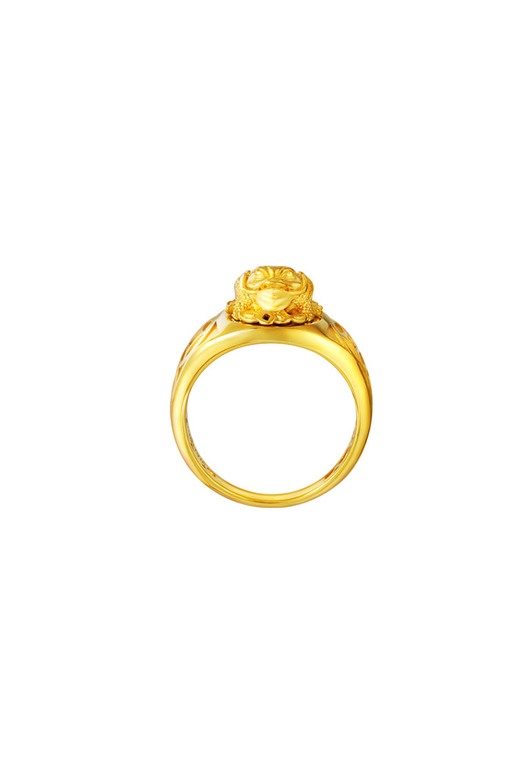 TOMEI Diamond Cut Collection Fortune Toad Ring, Yellow Gold 916