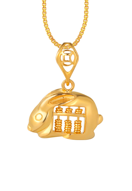 TOMEI Rabbit Abacus Pendant, Yellow Gold 916