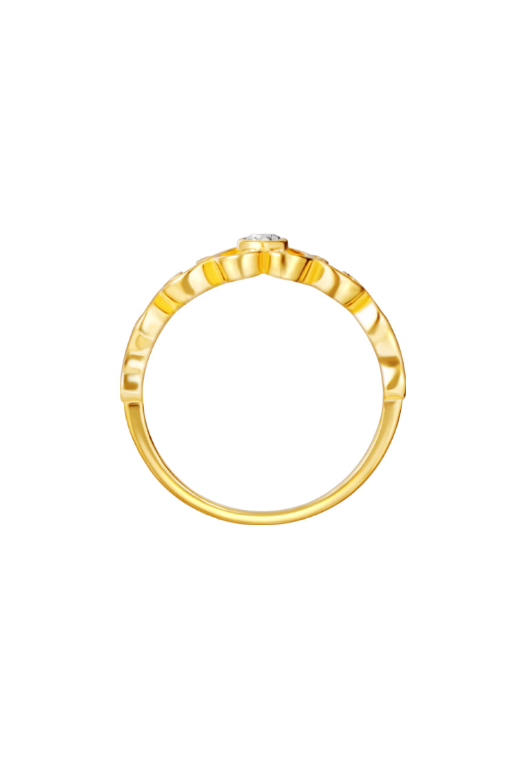 TOMEI Diamond Cut Collection Princess Crown Stackable Ring (2 Pcs), Yellow Gold 916
