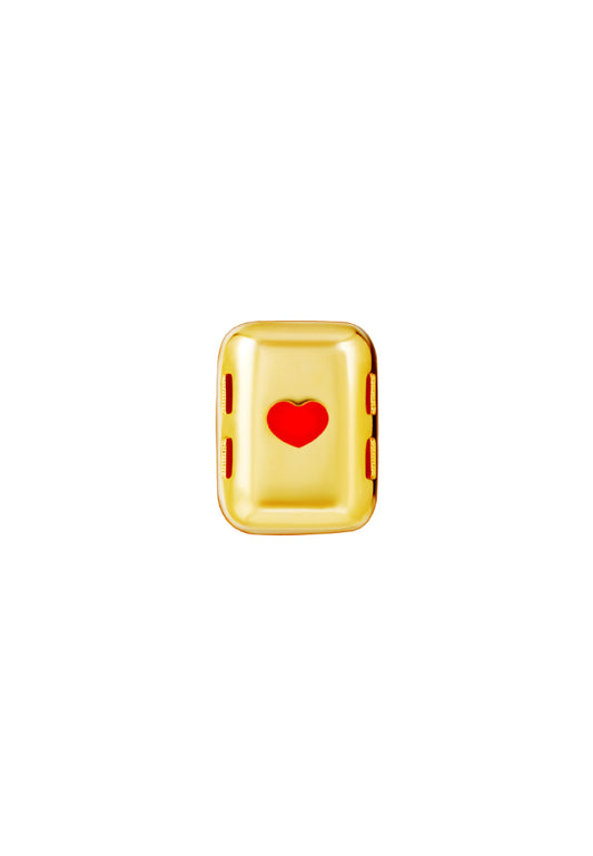 TOMEI Lusso Italia Red Heart In Cube Pendant, Yellow Gold 916