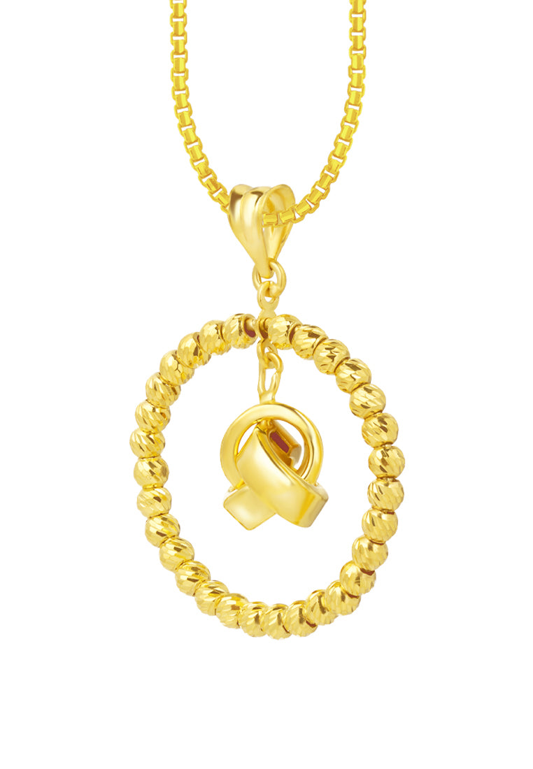 TOMEI Lusso Italia Beads Wreath with Knot Pendant, Yellow Gold 916