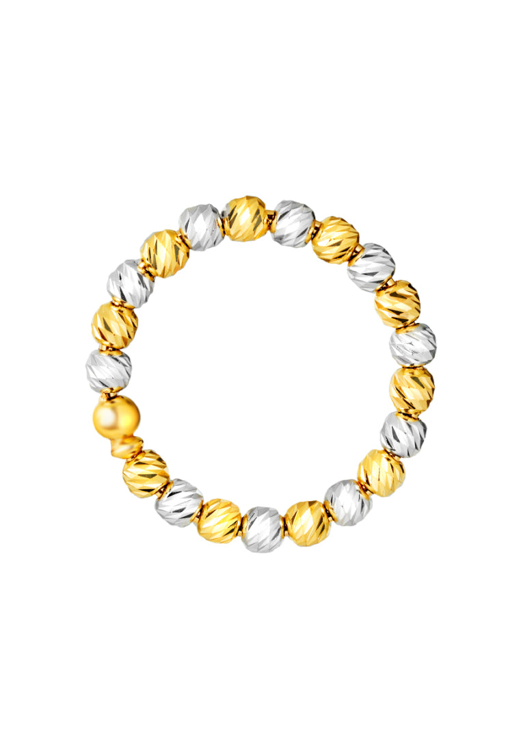TOMEI Dual-Tone Full Circle Beads Ring, Yellow Gold 916