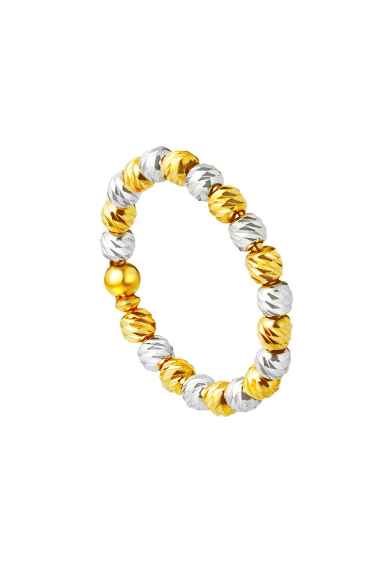 TOMEI Dual-Tone Full Circle Beads Ring, Yellow Gold 916